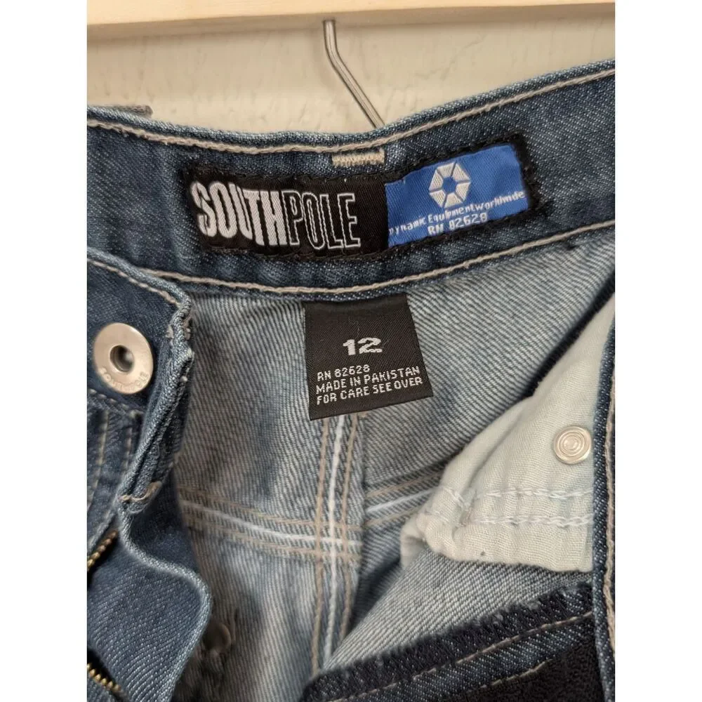 Southpole Jeans Boys 12 Blue Baggy Denim Relaxed Fit Wide Leg School Y2K